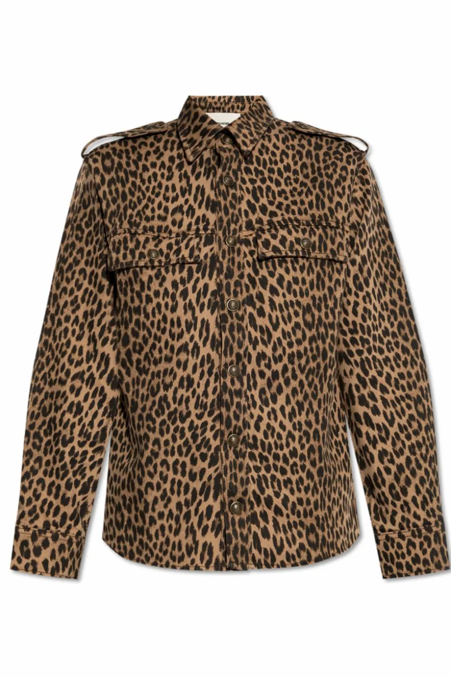 Zadig & Voltaire BRĄZOWY Jeansowa koszula z motywem zwierzęcym