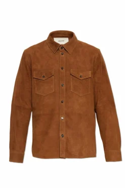 Zadig & Voltaire BRĄZOWY Zamszowa koszula `Sergy`