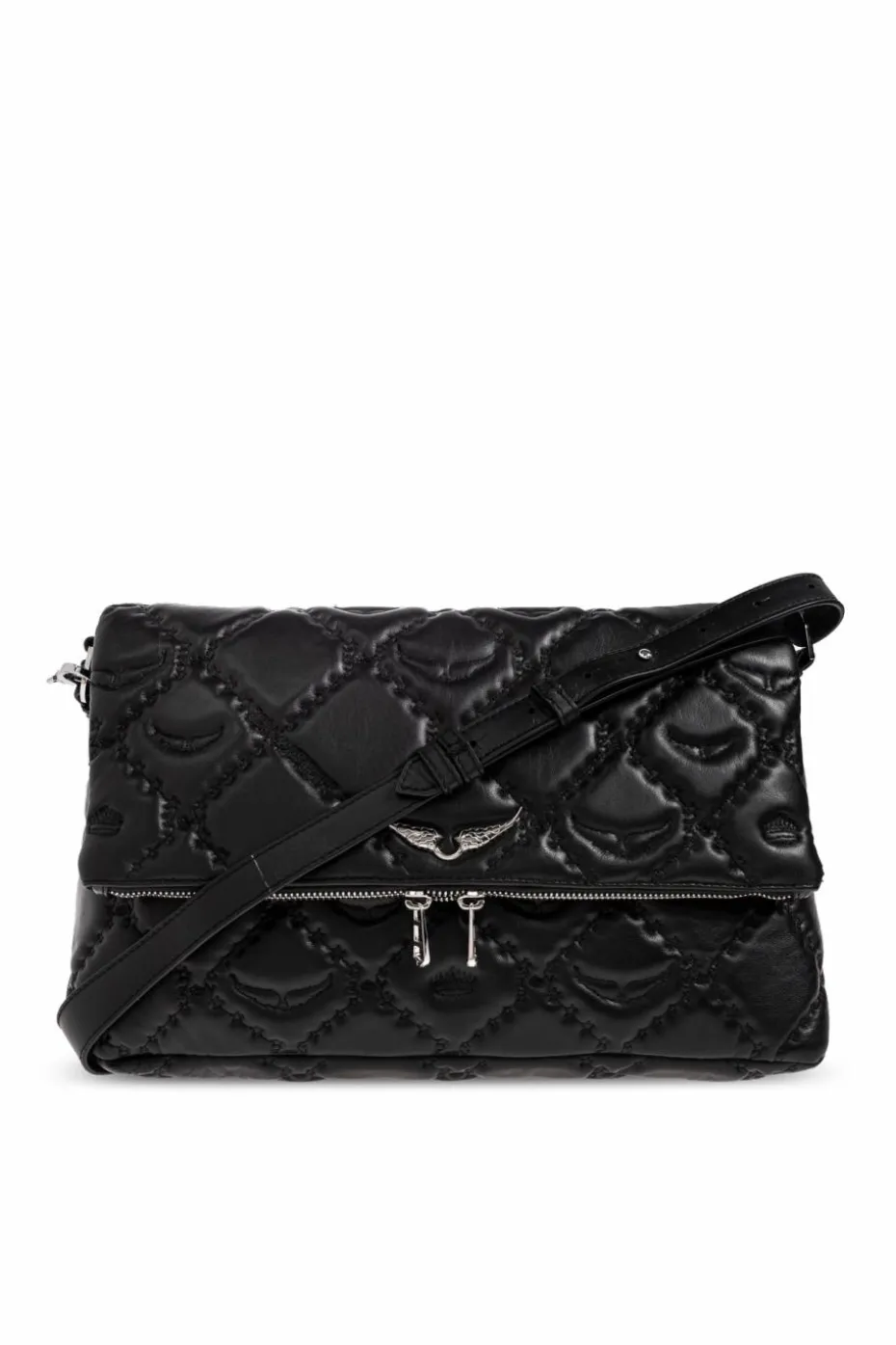 Zadig & Voltaire CZARNY Pikowana torba z logo