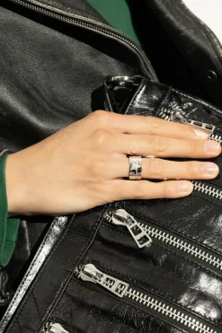 Zadig & Voltaire SREBRNY Pierścień `Rock Star` z połyskującymi kryształami