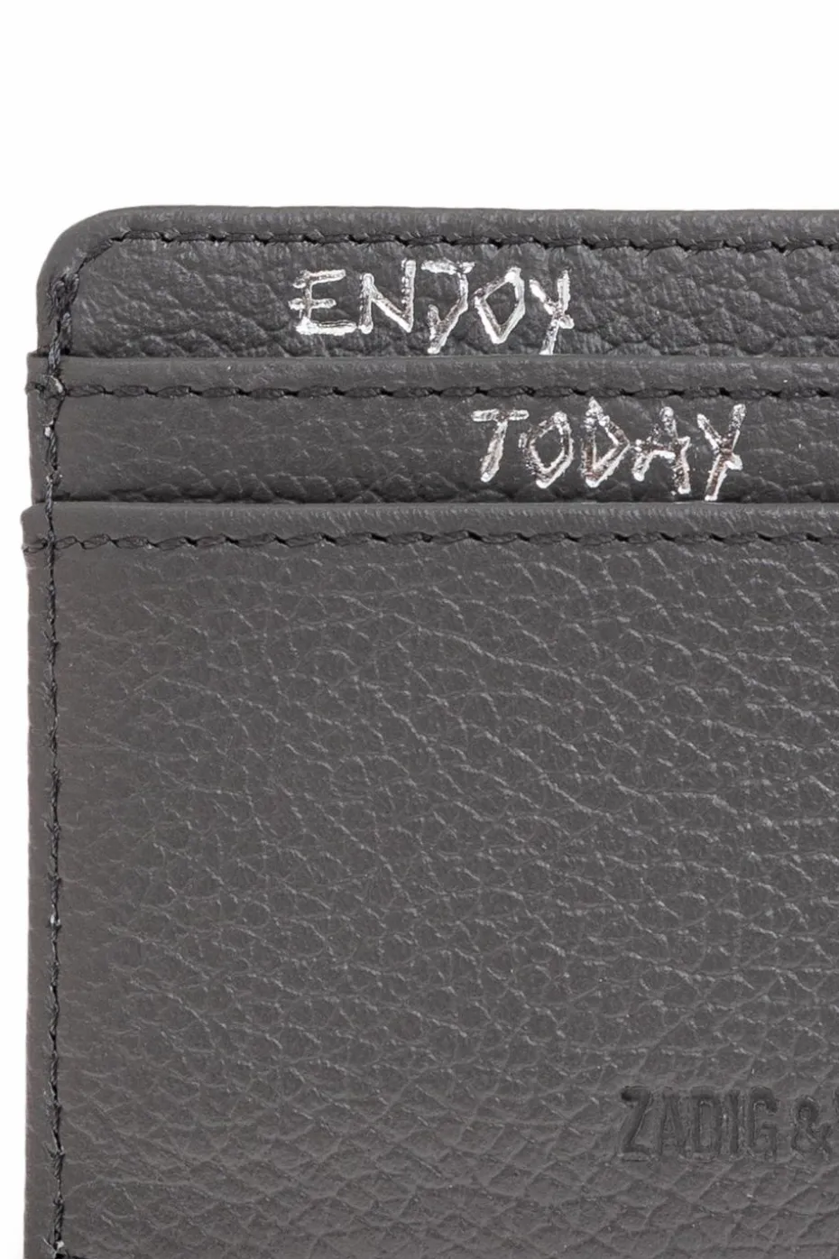 Zadig & Voltaire SZARY Skórzane etui na karty