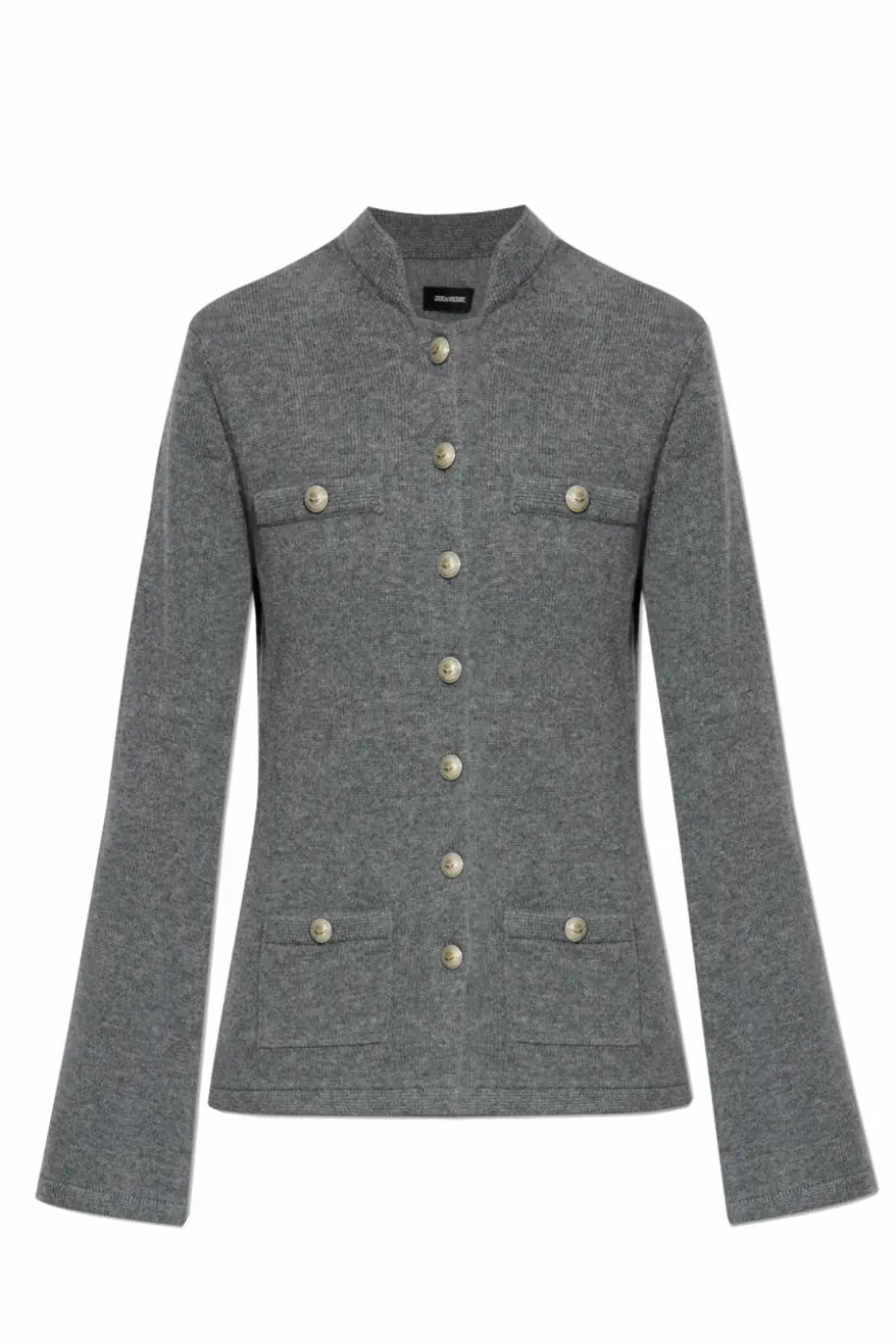 Zadig & Voltaire SZARY Wełniany kardigan