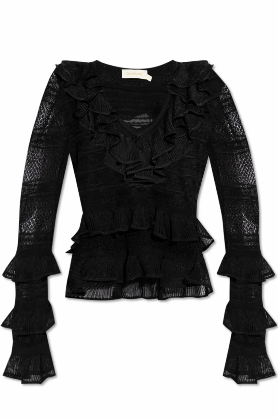 Zimmermann CZARNY Top z falbanami