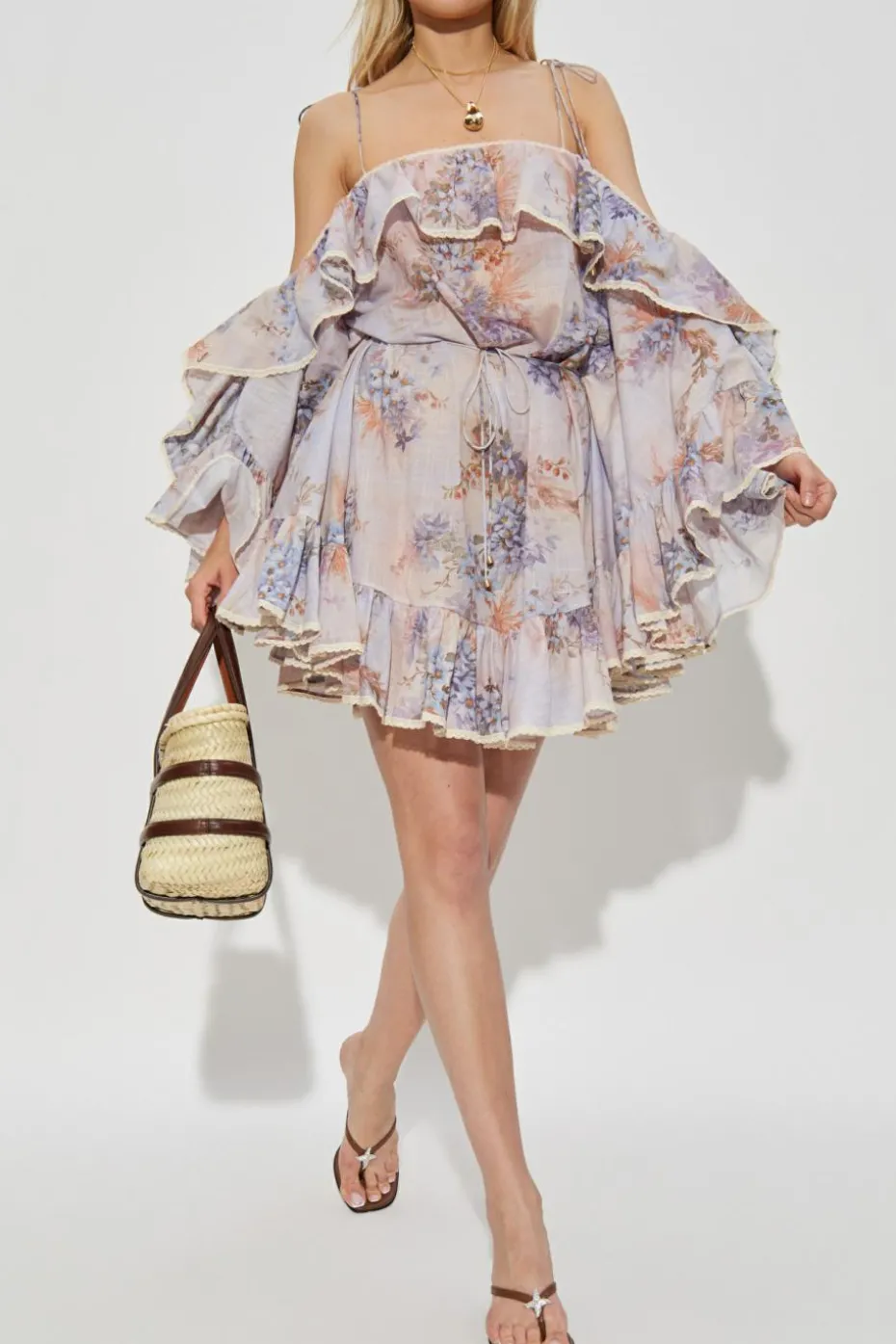 Zimmermann FIOLETOWY Sukienka typu `oversize` z motywem kwiatowym