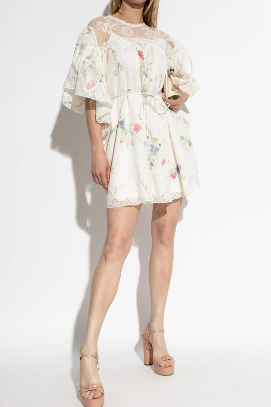 Zimmermann kremowy Sukienka typu `oversize` z motywem kwiatowym